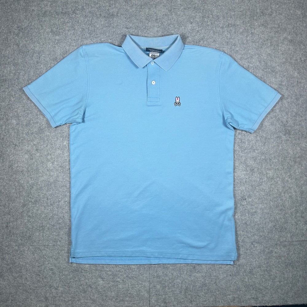 Psycho Bunny Polo shirt Mens Size 7 Large Blue Pima Cotton Short Sleeve Golf